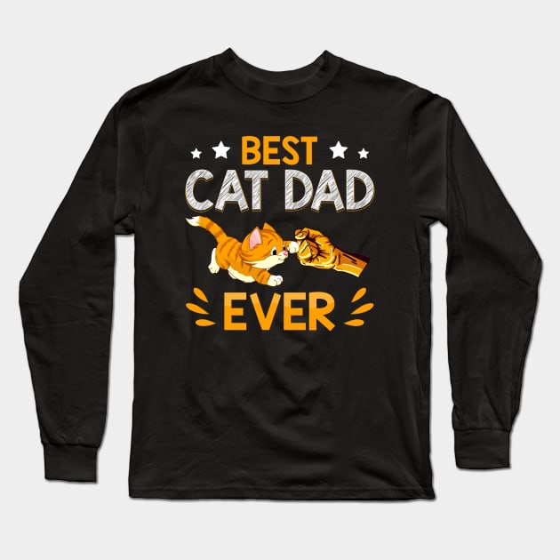 Best Cat Dad Ever Paw Fist Bump Long Sleeve T-Shirt by TeesCircle